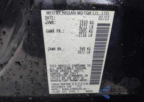 2013 Nissan Altima 2.5 Sl из США, поврежденный, VIN 1N4AL3AP4DC227226